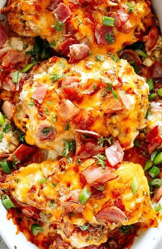 Baked Crack Chicken Breasts served with herbs and spices