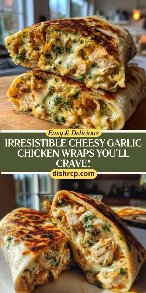 Delicious cheesy garlic chicken wraps with fresh ingredients and rich flavor