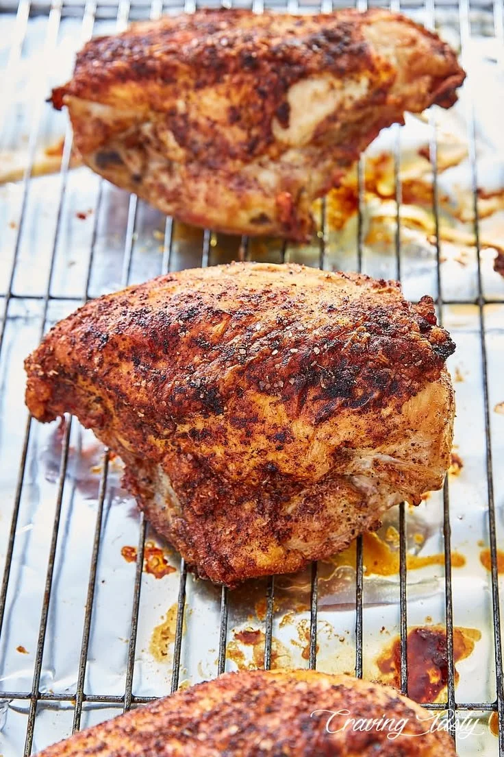 Crispy oven roasted chicken breast served with vegetables