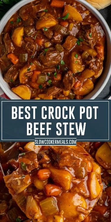 Delicious Crock Pot beef stew with vegetables and tender meat