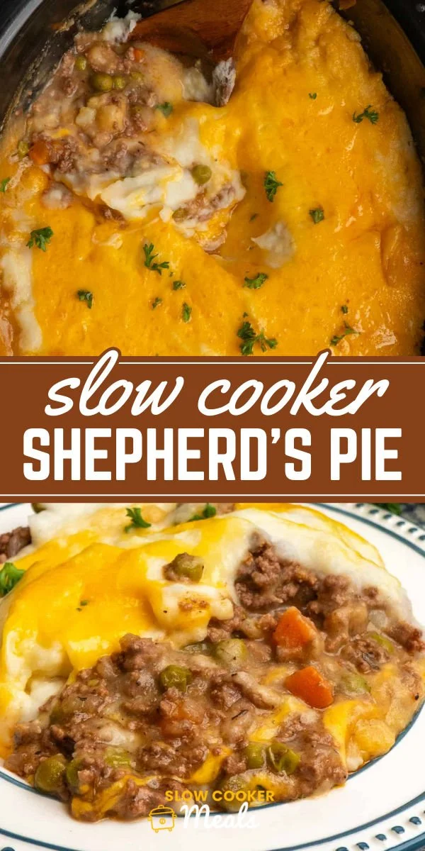 Delicious crock pot Shepherd's Pie with mashed potatoes and ground meat