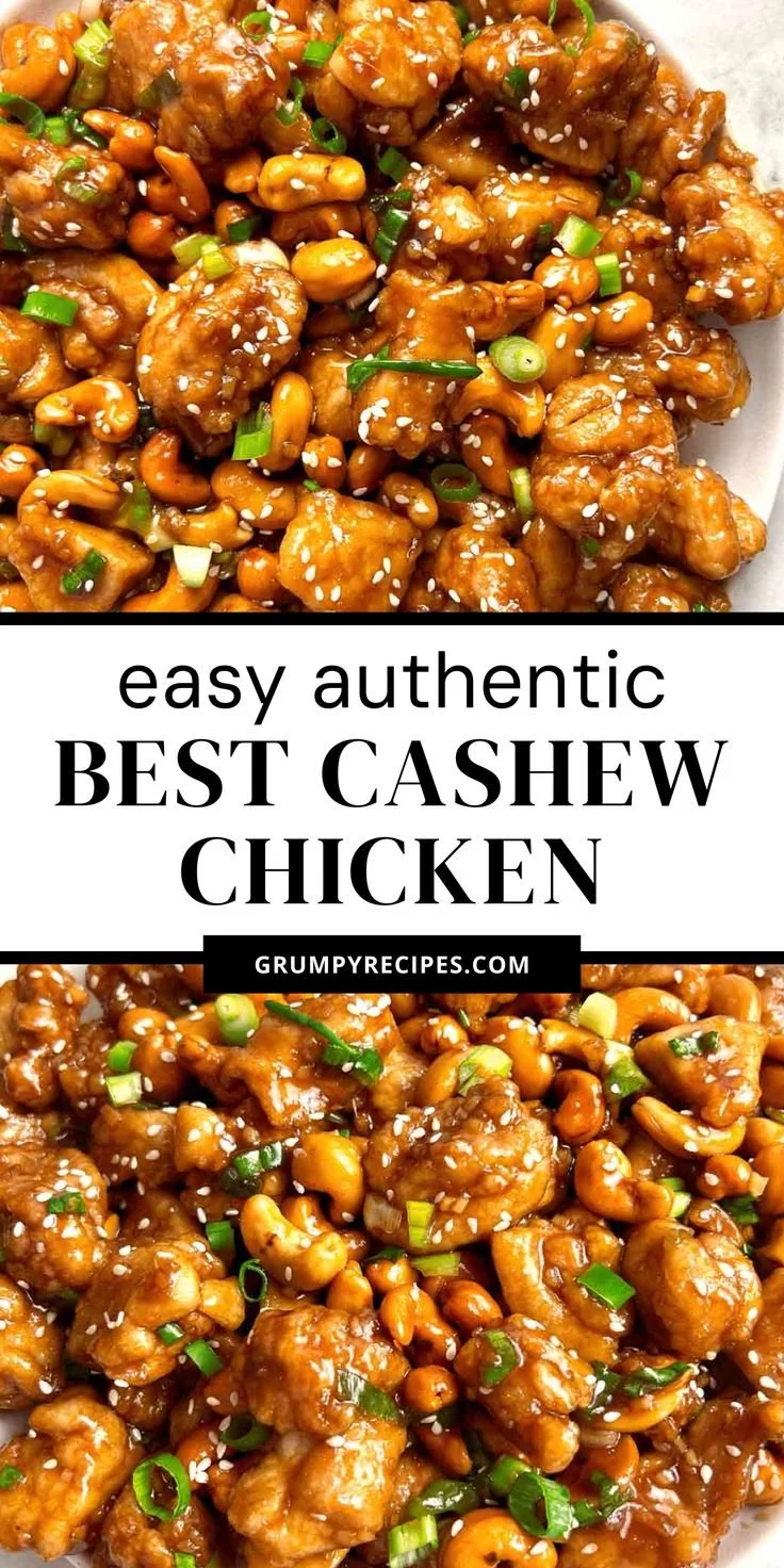 Delicious plate of easy authentic cashew chicken with vibrant vegetables