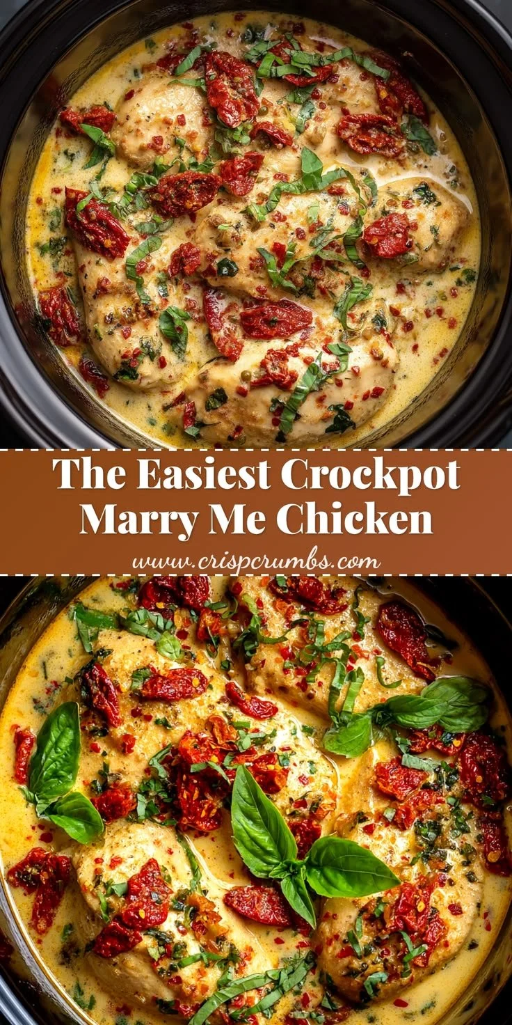 Easy Crockpot Marry Me Chicken served in a bowl with garnishes