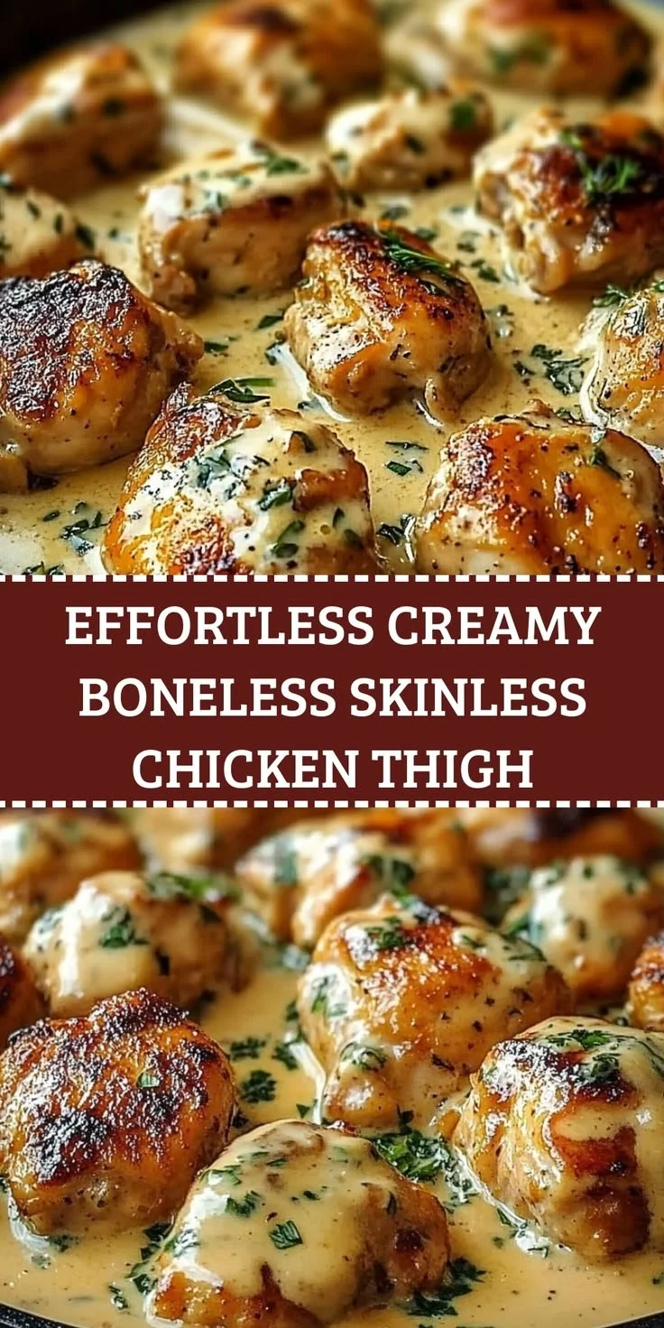 Creamy boneless skinless chicken thighs in honey garlic sauce on a plate