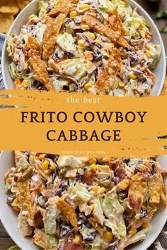 Delicious Frito Cowboy Cabbage topped with crunchy Fritos.