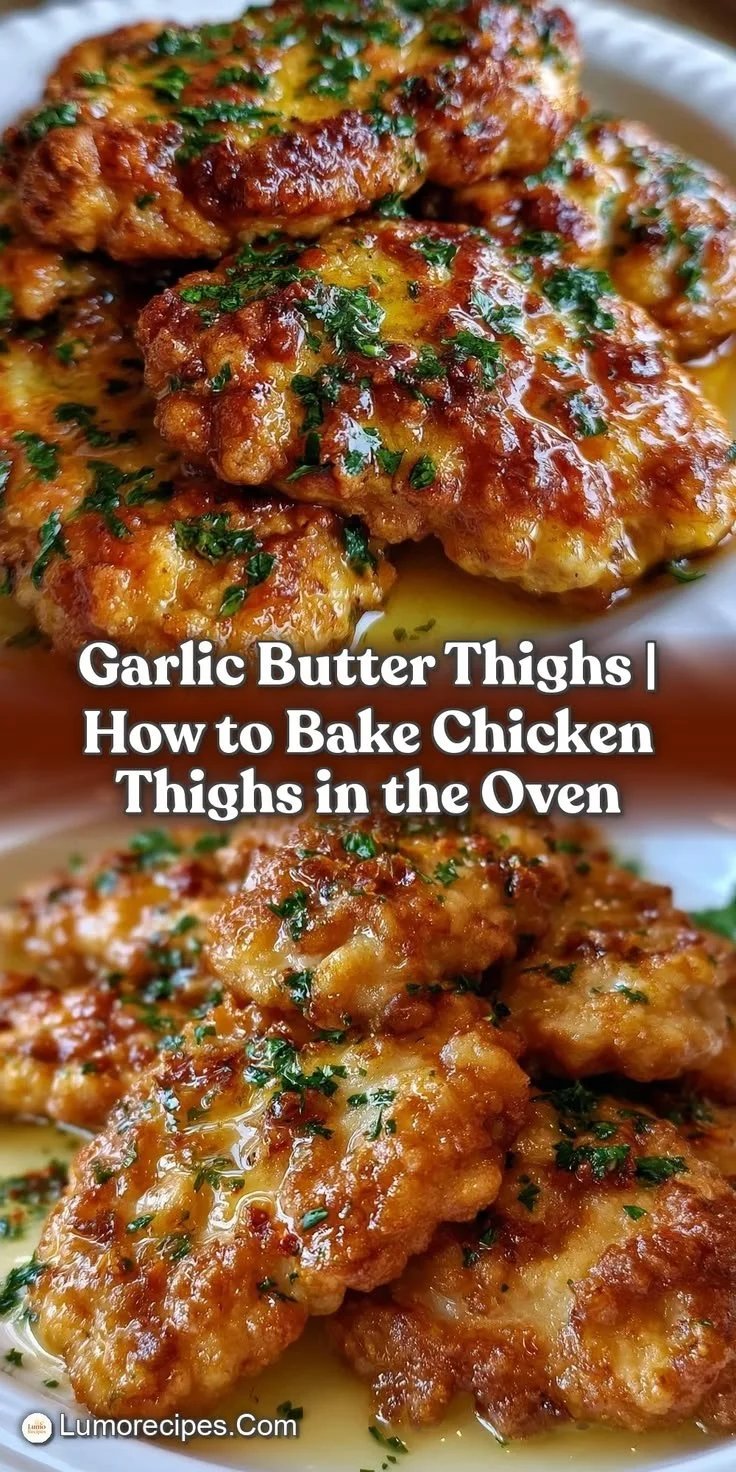 Baked garlic butter chicken thighs ready to be served.