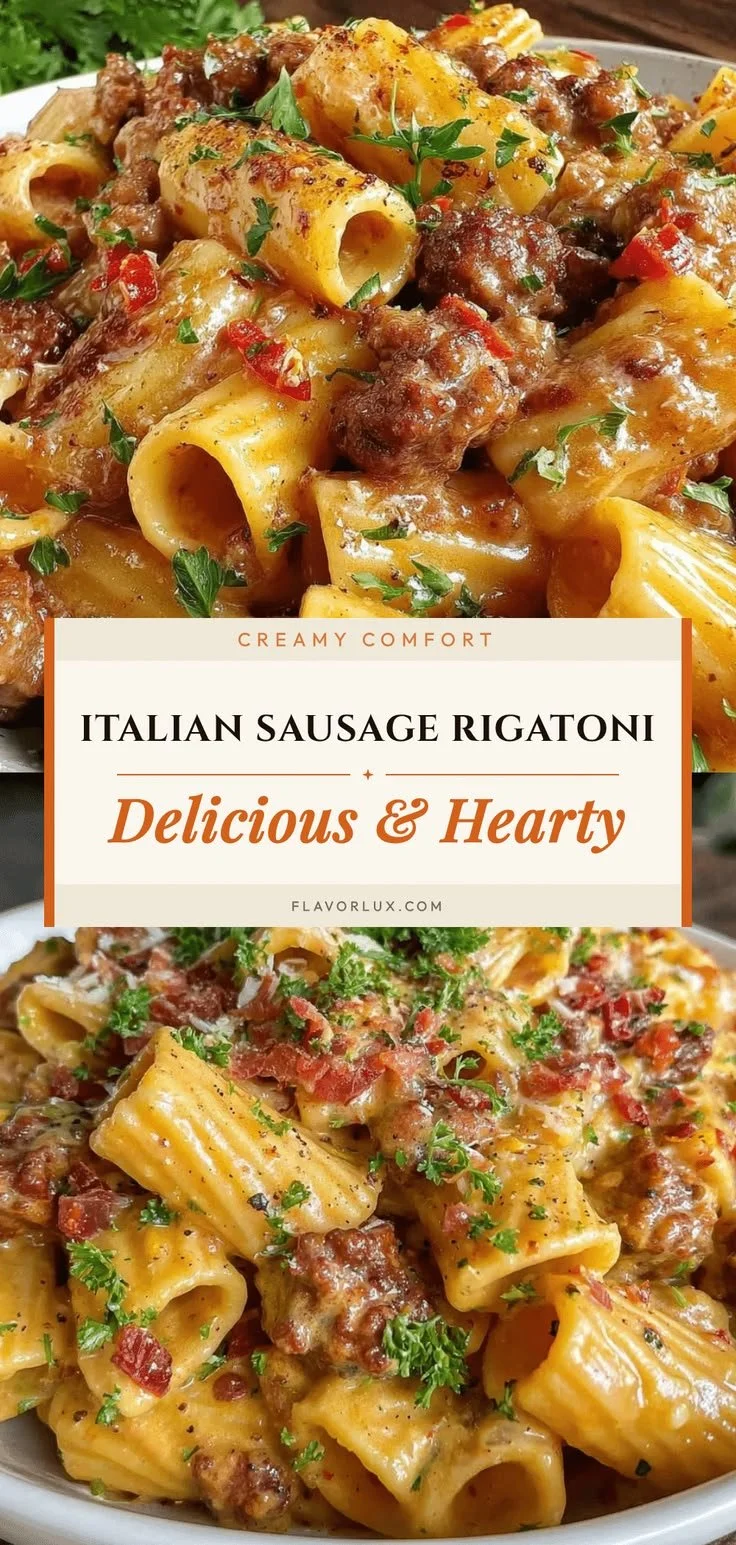 Delicious Italian sausage rigatoni pasta served in a bowl