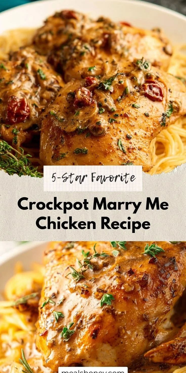 Delicious plate of Crockpot Marry Me Chicken ready for a romantic dinner.