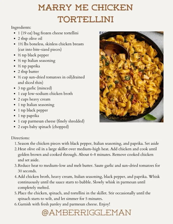 Delicious Marry Me Chicken Tortellini served in a creamy sauce