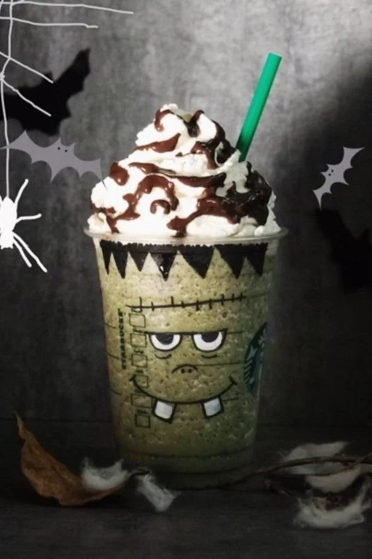 Starbucks Frankenstein Frappuccino Halloween coffee drink