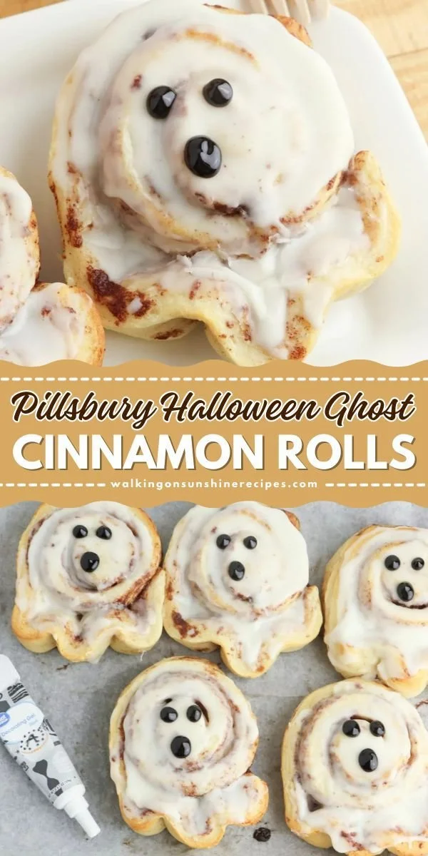 Pillsbury Halloween Ghost Cinnamon Rolls on a festive table