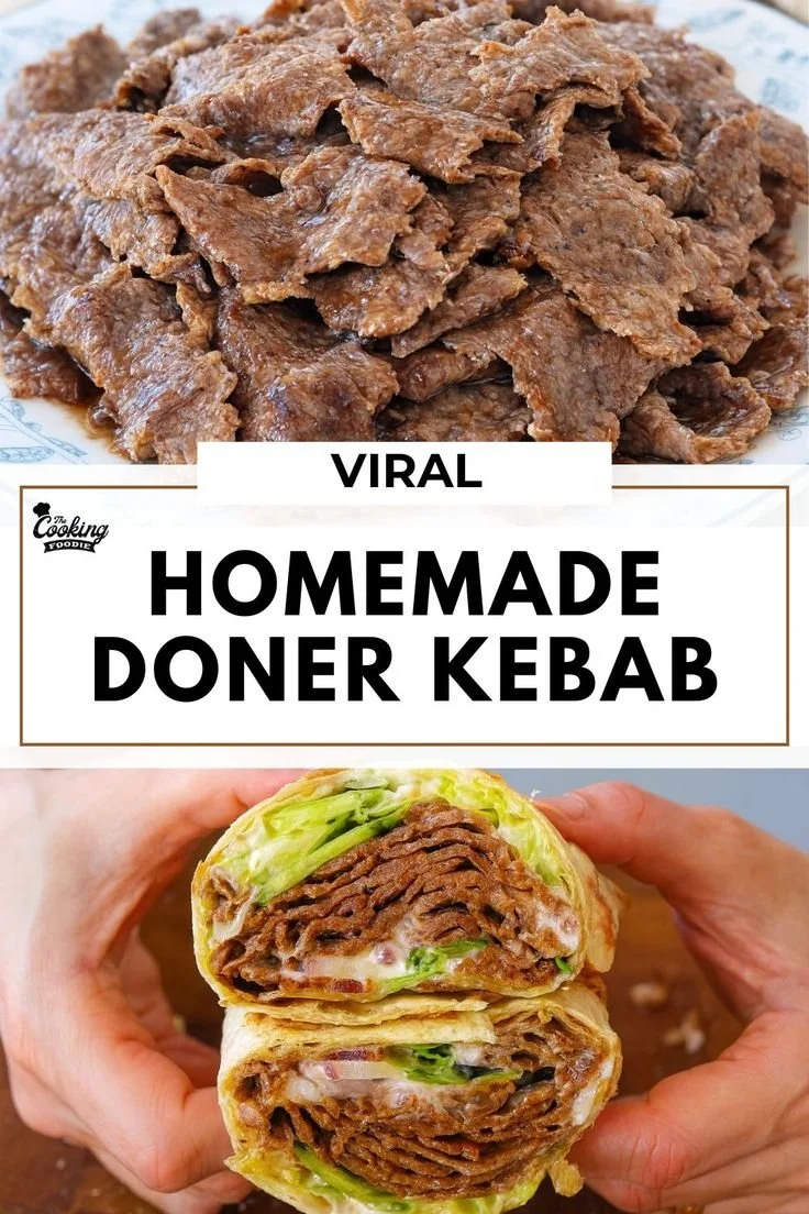Homemade doner kebab served with fresh veggies and sauces.