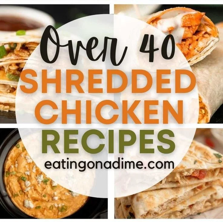 Delicious meals made with shredded chicken, showcasing diverse recipes.