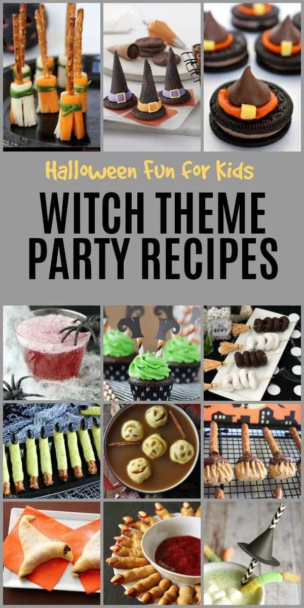 Witch themed party recipes for Halloween celebrations.