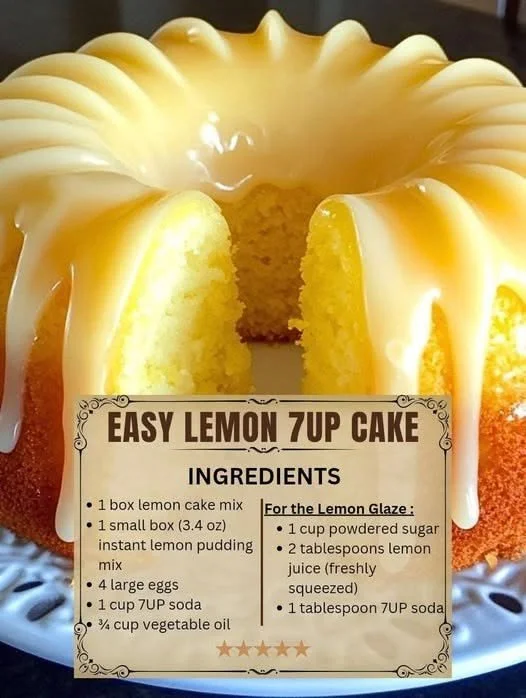 Delicious 7 Up Bundt Cake made with instant cake mix and topped with icing.