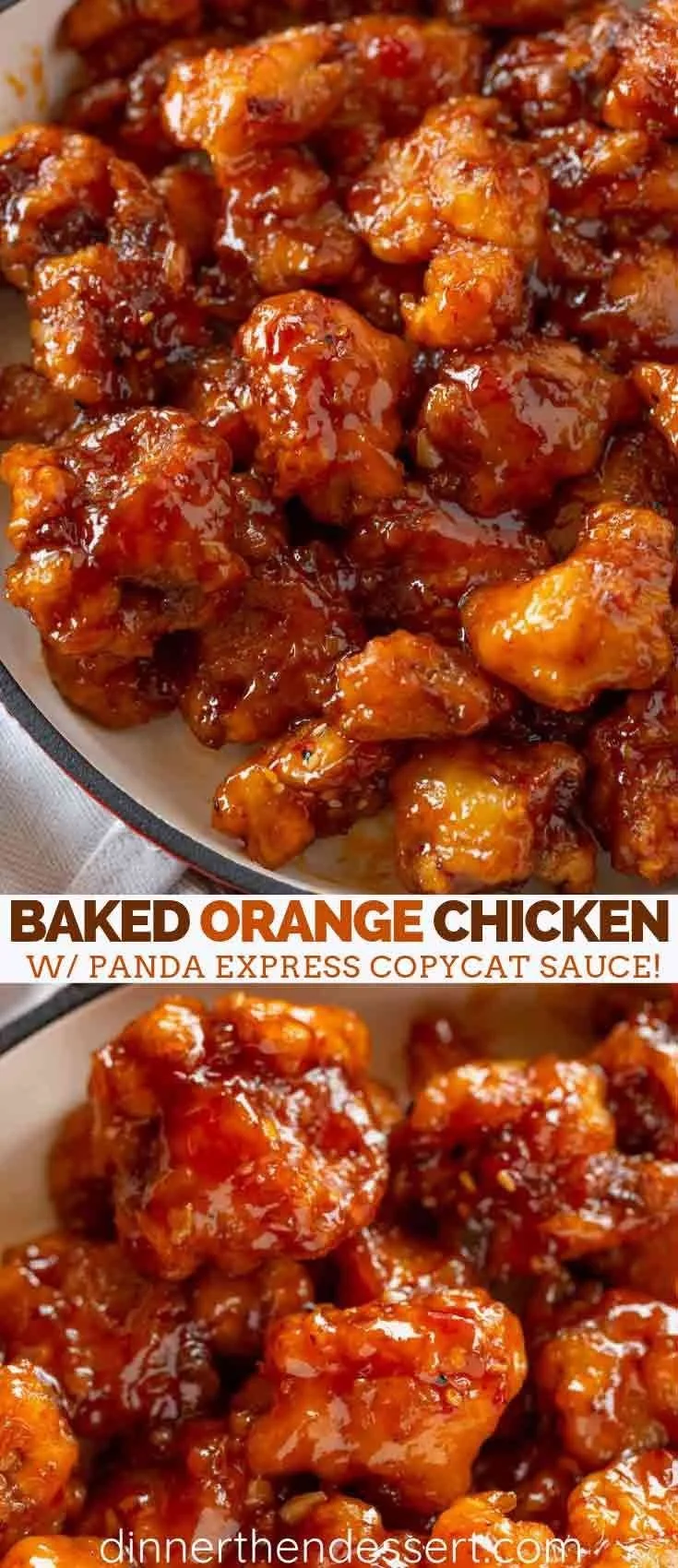 Delicious Baked Orange Chicken with Panda Express copycat sauce on a plate