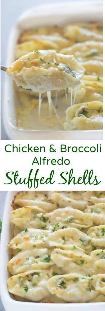 Delicious Chicken Alfredo Stuffed Shells ready to enjoy for dinner