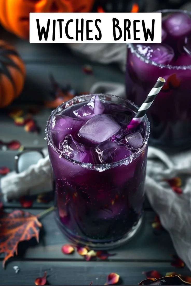 4-Ingredient Witches Brew Cocktail served in a spooky glass
