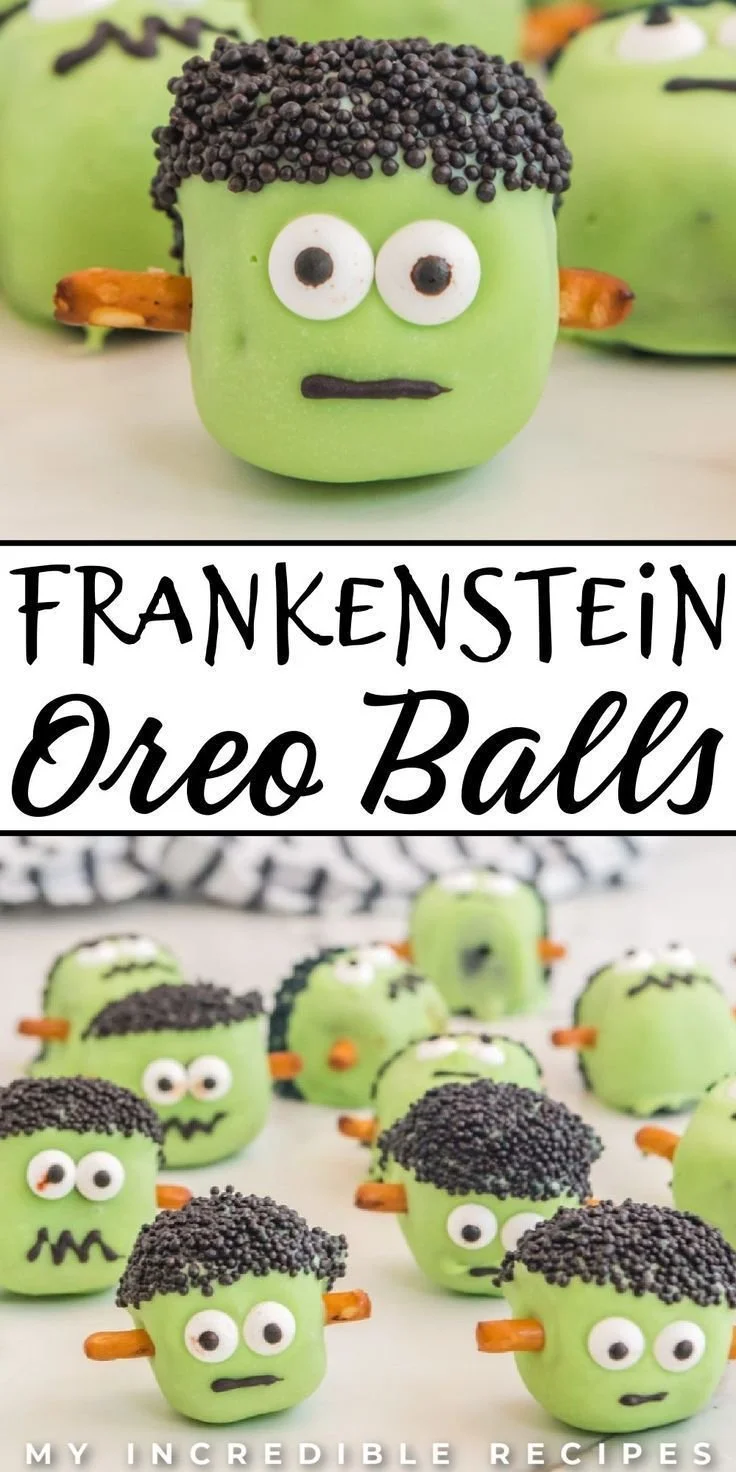 Delicious Frankenstein Oreo Balls for Halloween party treats