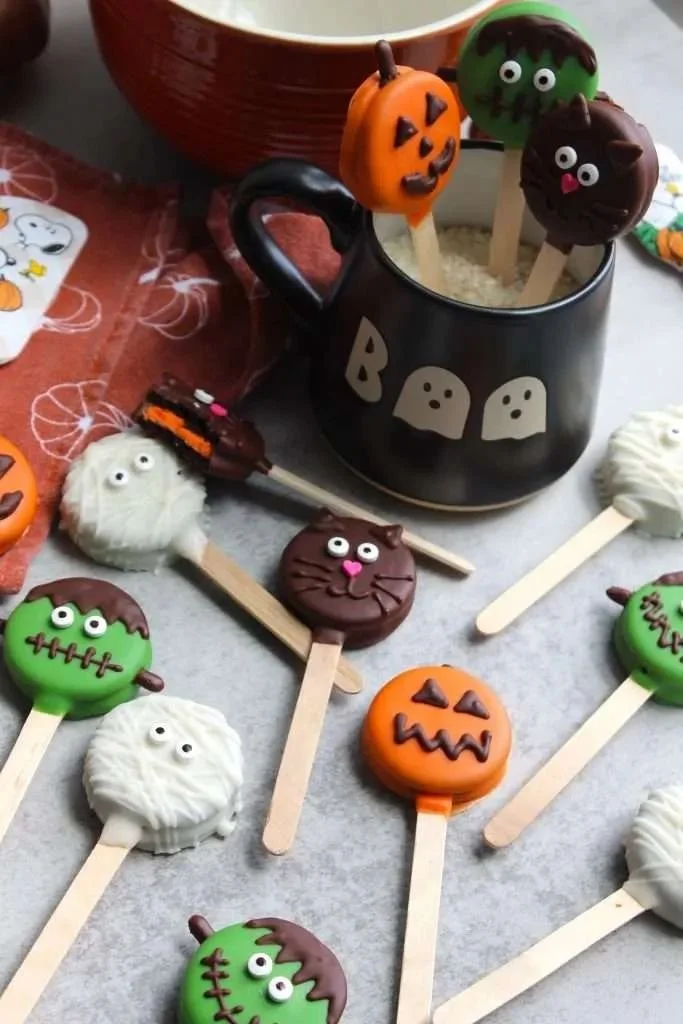 Halloween Oreo Pops decorated for spooky celebrations