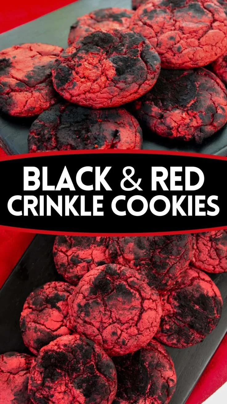 Freshly baked Red Velvet Brimstone Cookies on a cooling rack
