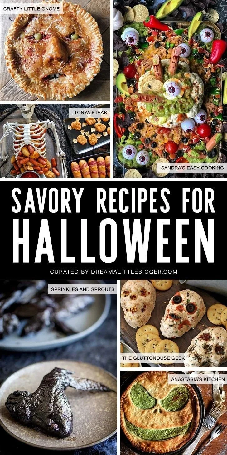 Savory Halloween recipes featuring spooky-themed dishes for festive occasions.
