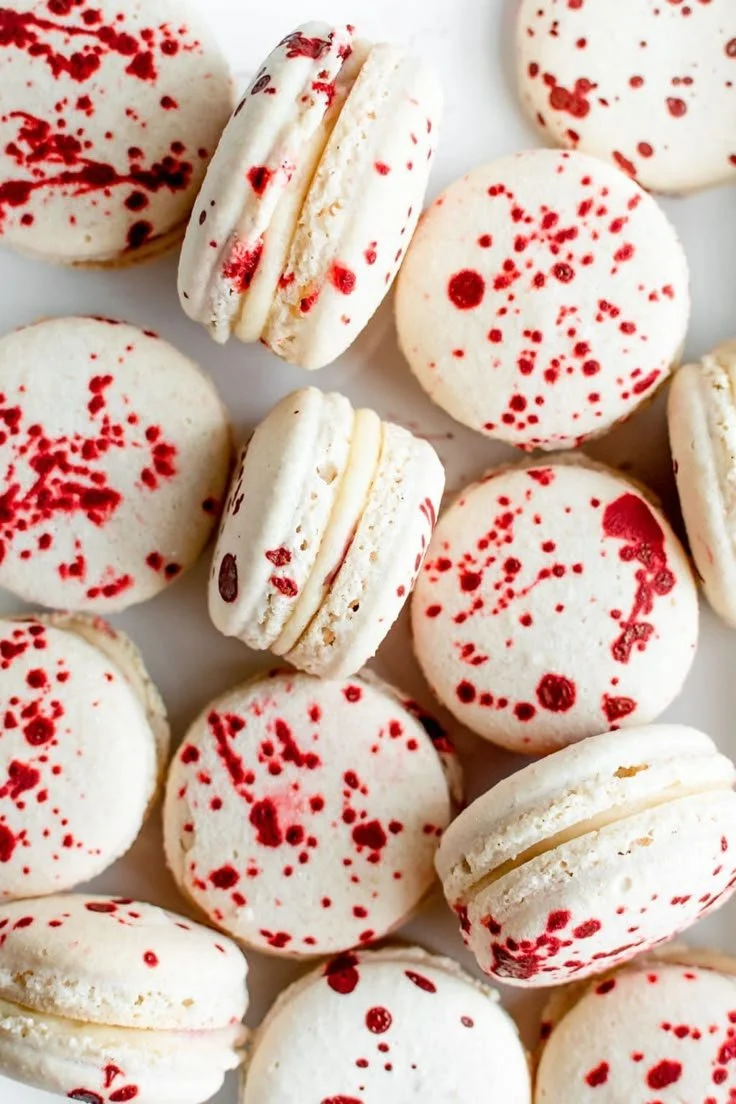Spooky Halloween macarons in vibrant colors, perfect for Halloween parties.