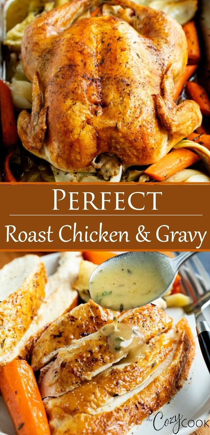Juicy and flavorful roast chicken served with herbs and sides