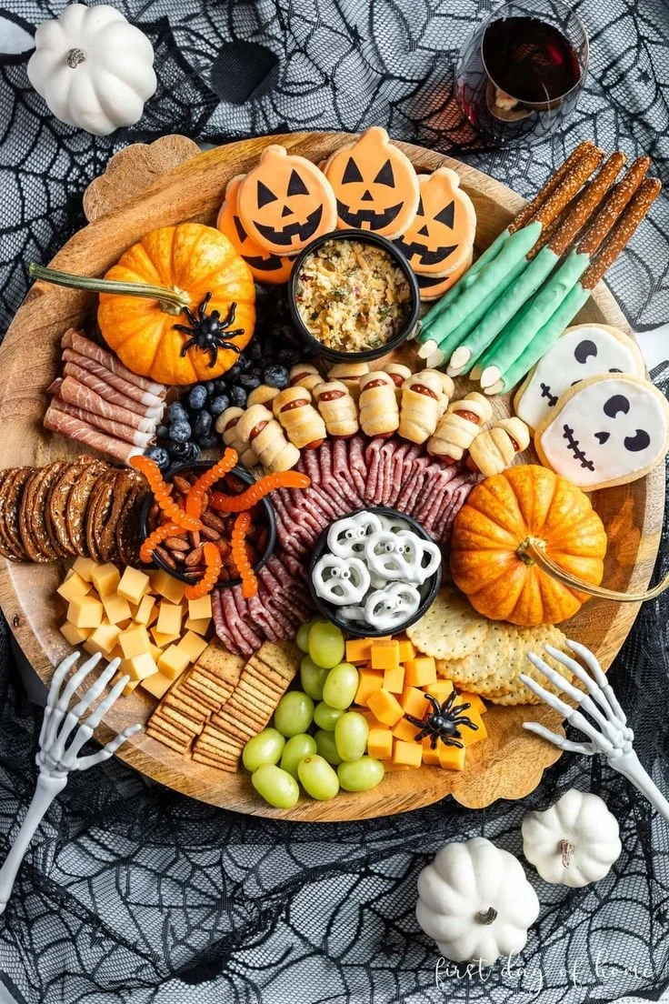 Ultimate Halloween Charcuterie Board with spooky treats and decorative elements.